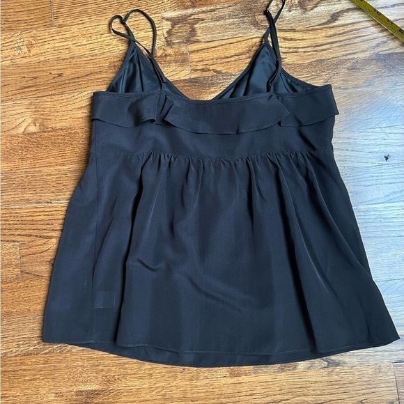 Theory black Silk spaghetti strap mini babydoll ruffle top size small EUC - Picture 5 of 8